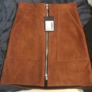 Diane Von Furstenburg Patch Pocket Suede Skirt